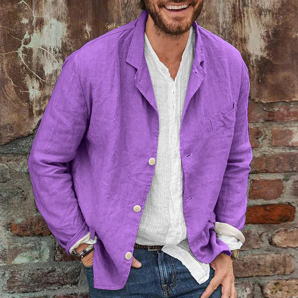 Men's Breathable Cotton-Linen Button-Up Jacket for Spring & Summer – Lightweight Casual Layer | Thomler