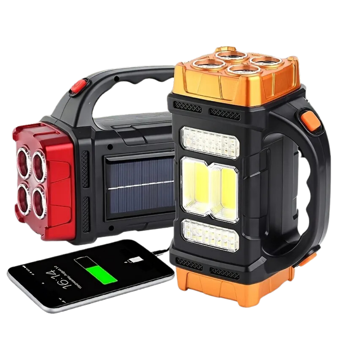 Flashlight Solar Powered 15.3 cm Portable Emergency Camping Power Bank LED Torch Waterproof Outdoor Light | Thomler