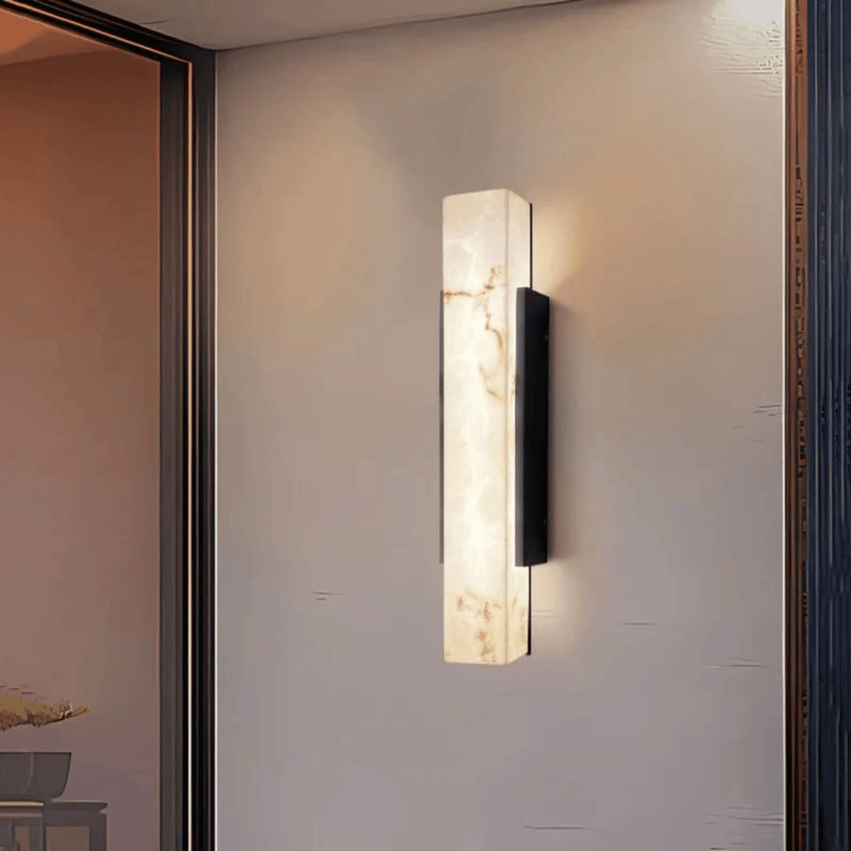 Outdoor LED Wall Sconce with Marble-Look Finish – Weatherproof Modern Linear Light for Entryway & Patio | Thomler