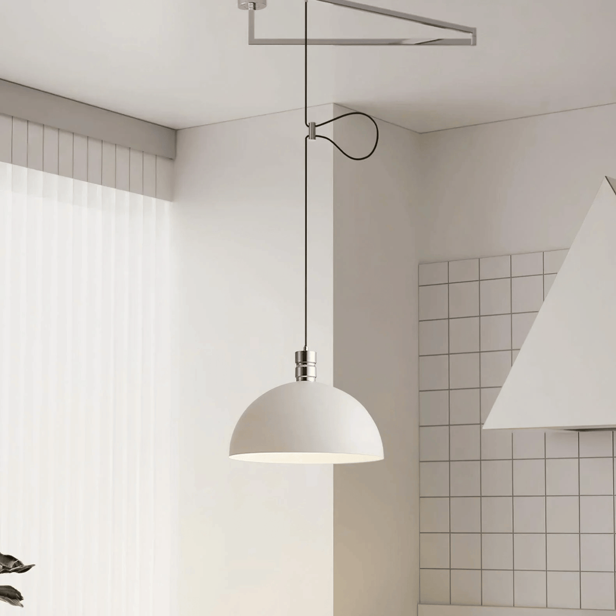 Articulating Chrome Pendant with Retractable Arm – Island & Studio Light | Thomler