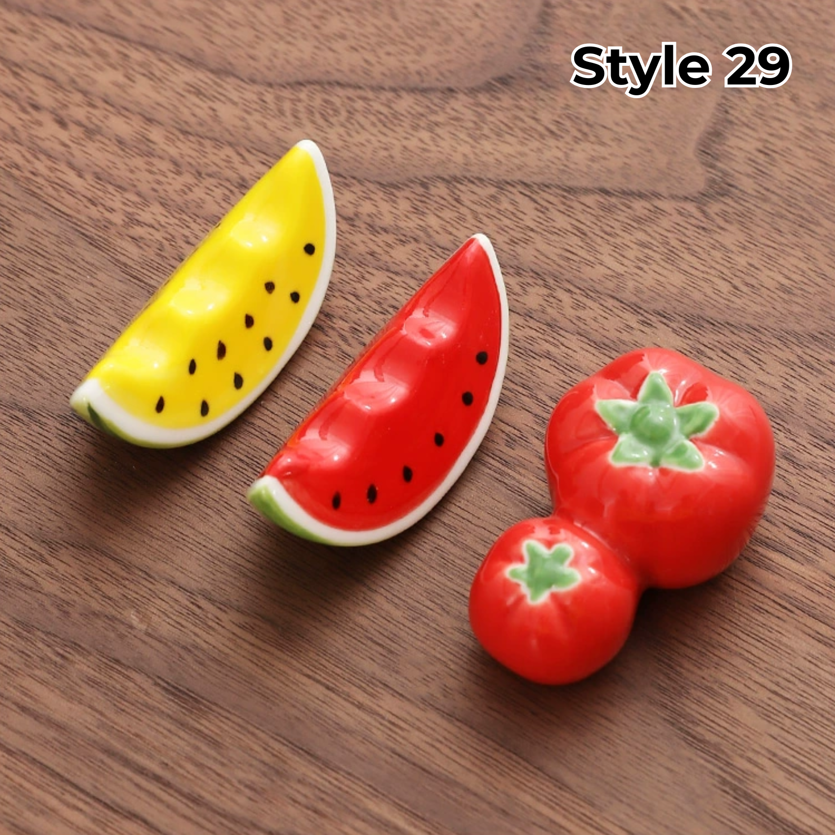 Porcelain Utensil Holders with Animal and Fruit Designs for Asian Dining – Set of 3 Decorative Tabletop Rests | Thomler