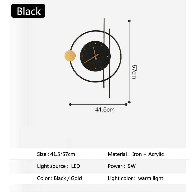 LED Wall Clock Sconce with Acrylic Face – Metal Fixture with Integrated Timepiece for Hallway & Living Room | Thomler