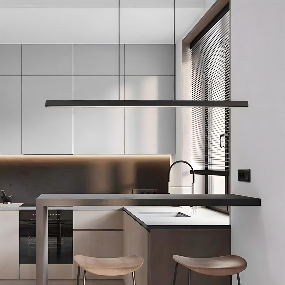 Pendant Light Metal LED 120.0 cm Black Kitchen Island Dining Table Linear Hanging Ceiling Lamp Adjustable Scandinavian Minimalist | Thomler