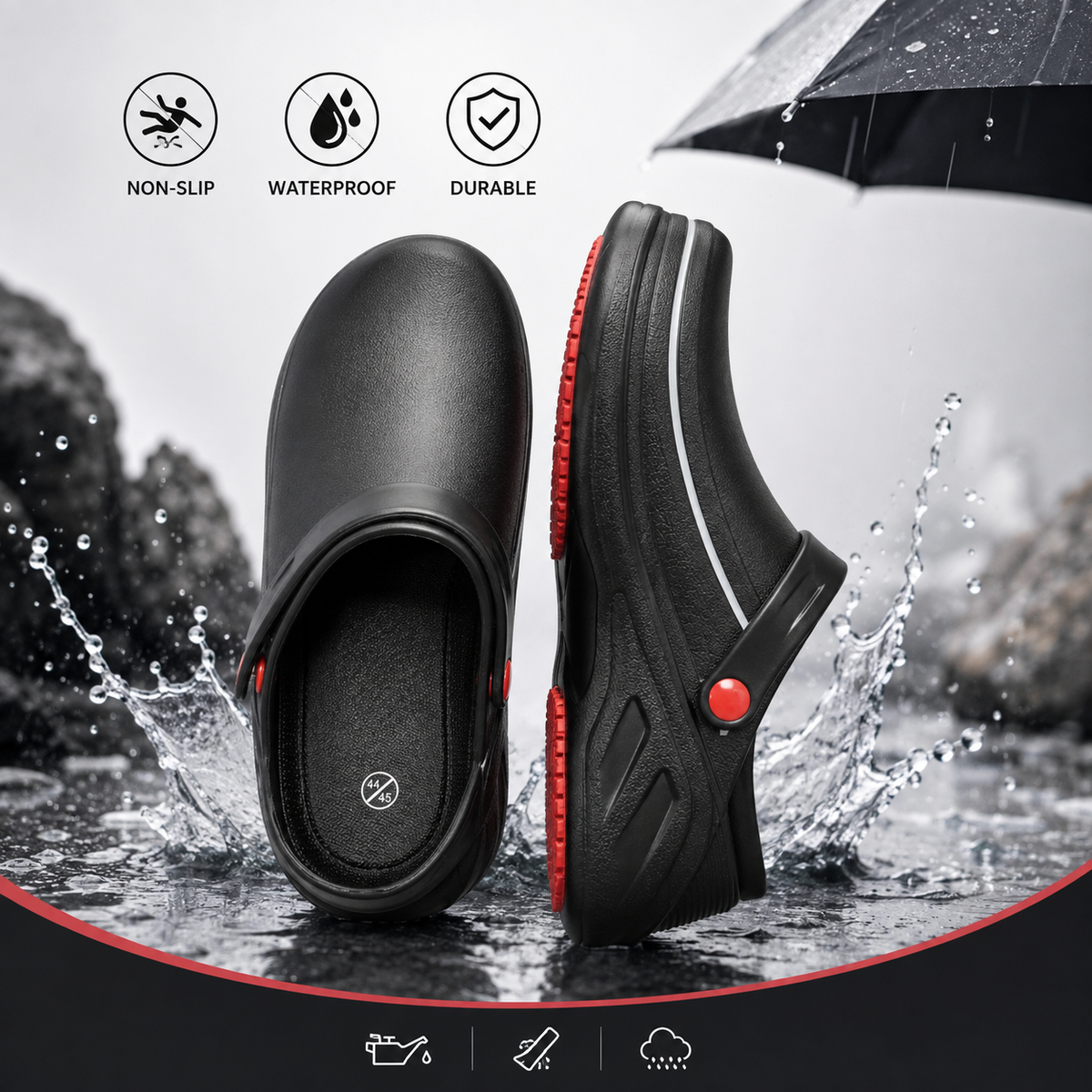 Oil-Resistant Work Shoes with Waterproof Protection & Anti-Slip Grip for Men – Industrial Safety Footwear for Kitchen, Construction & | Thomler