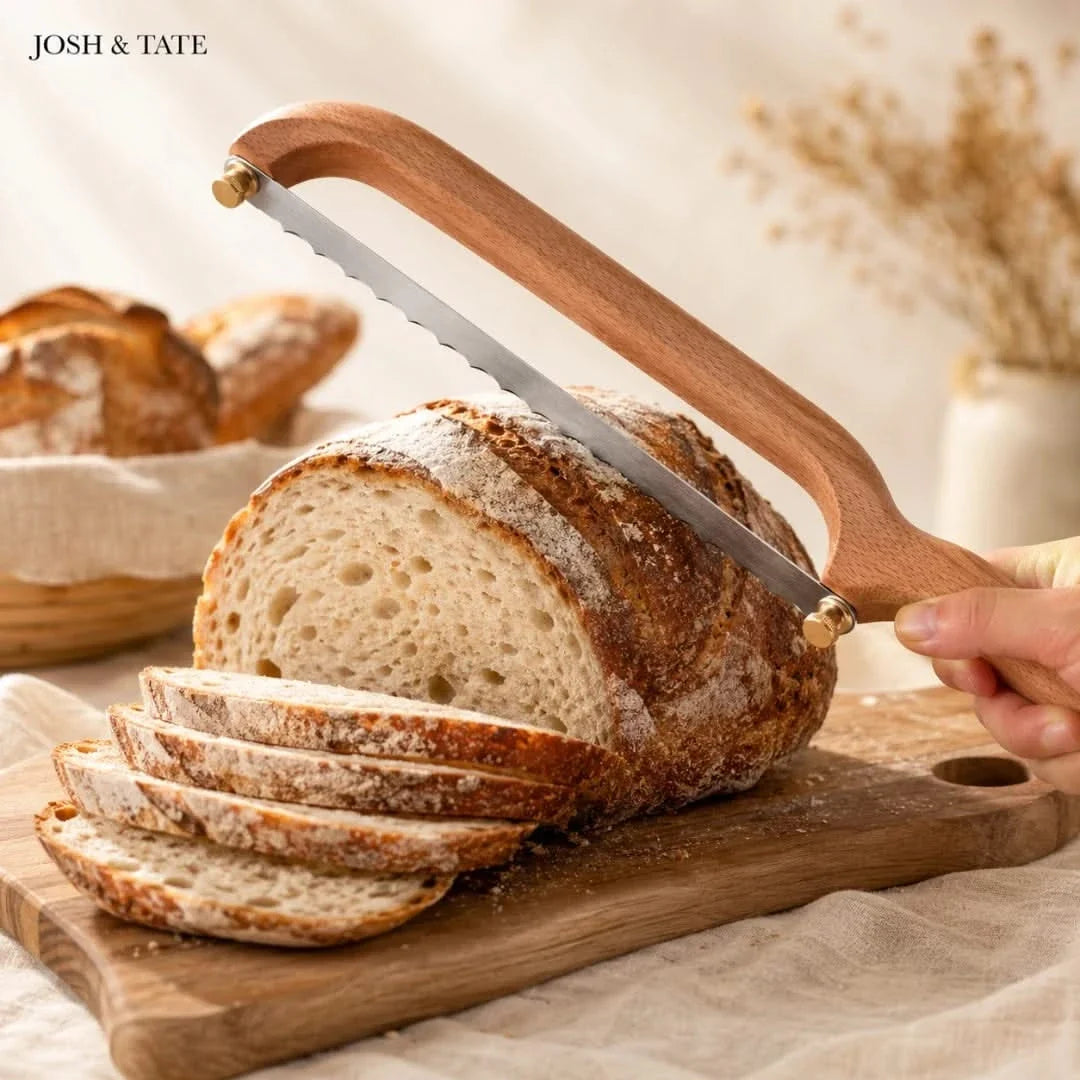 Arched Handsaw Bread Slicer with Replaceable Serrated Blade for Artisan Loaves, Sourdough & Crusty Baguettes | Thomler