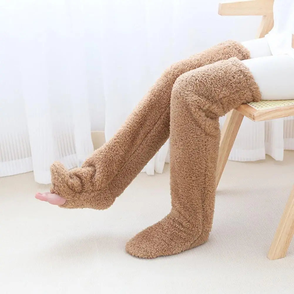 Plush Over-the-Knee Sleep Socks with Toe Opening for Winter Warmth | Thomler