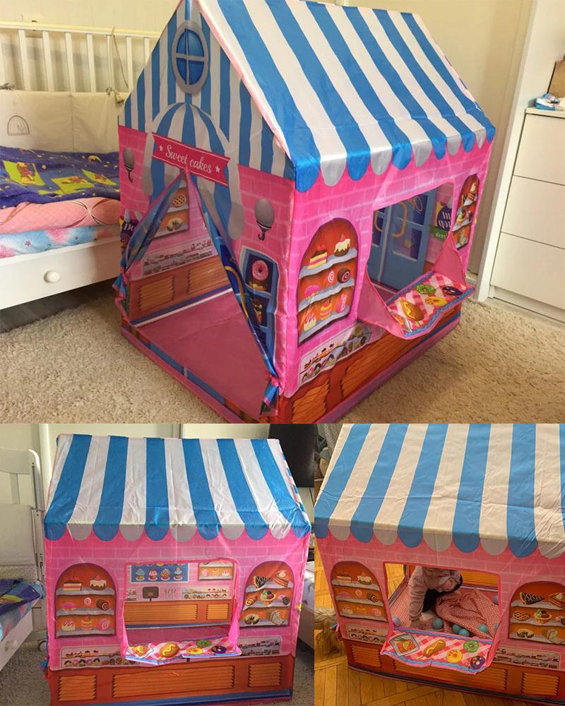 Kids Play Tent Cake Shop Playhouse Pop-Up Fort Indoor Outdoor Pretend Play Space for Toddlers Boys Girls Imaginative Role Play Hideaway | Thomler