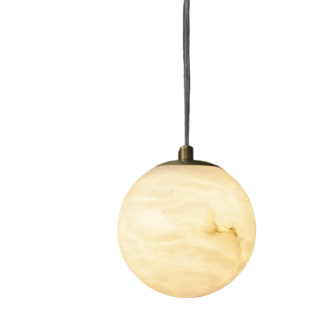 Pendant Light Alabaster Globe 3.9–5.9 in Adjustable Bedroom Dining Hanging Ceiling Lamp Modern Minimalist Stone Fixture | Thomler