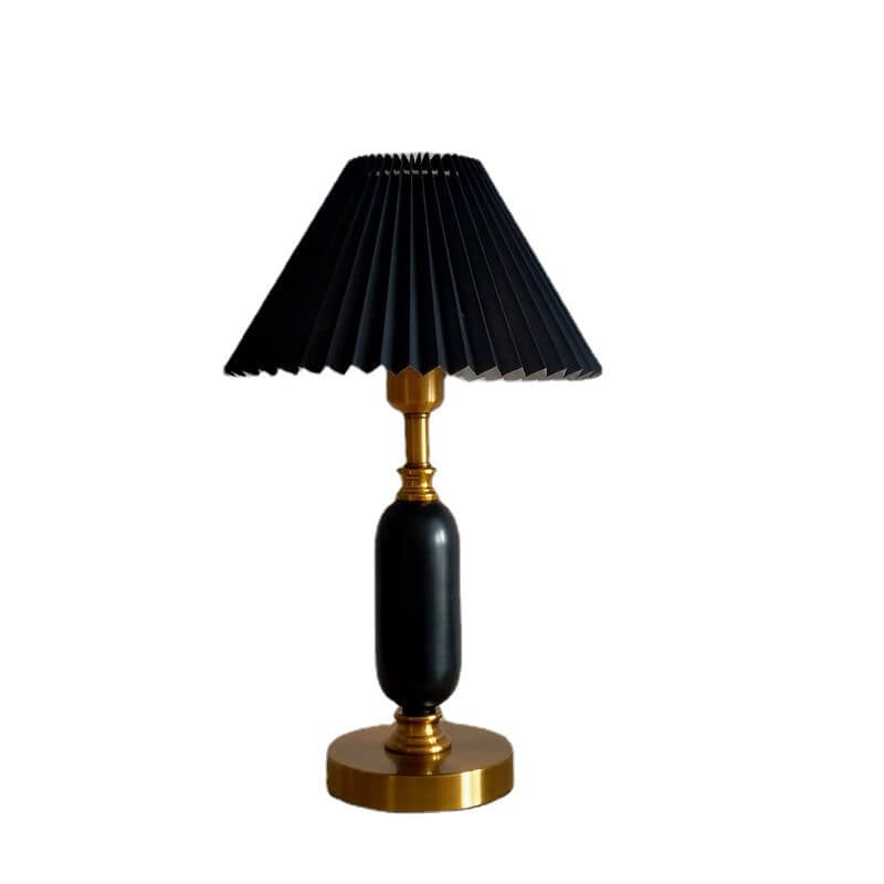 Table Lamp Pleated Fabric Shade 28.0 cm x 46.0 cm Gold Bedroom Living Room Retro Desk Lighting E12 Accent Lamp | Thomler