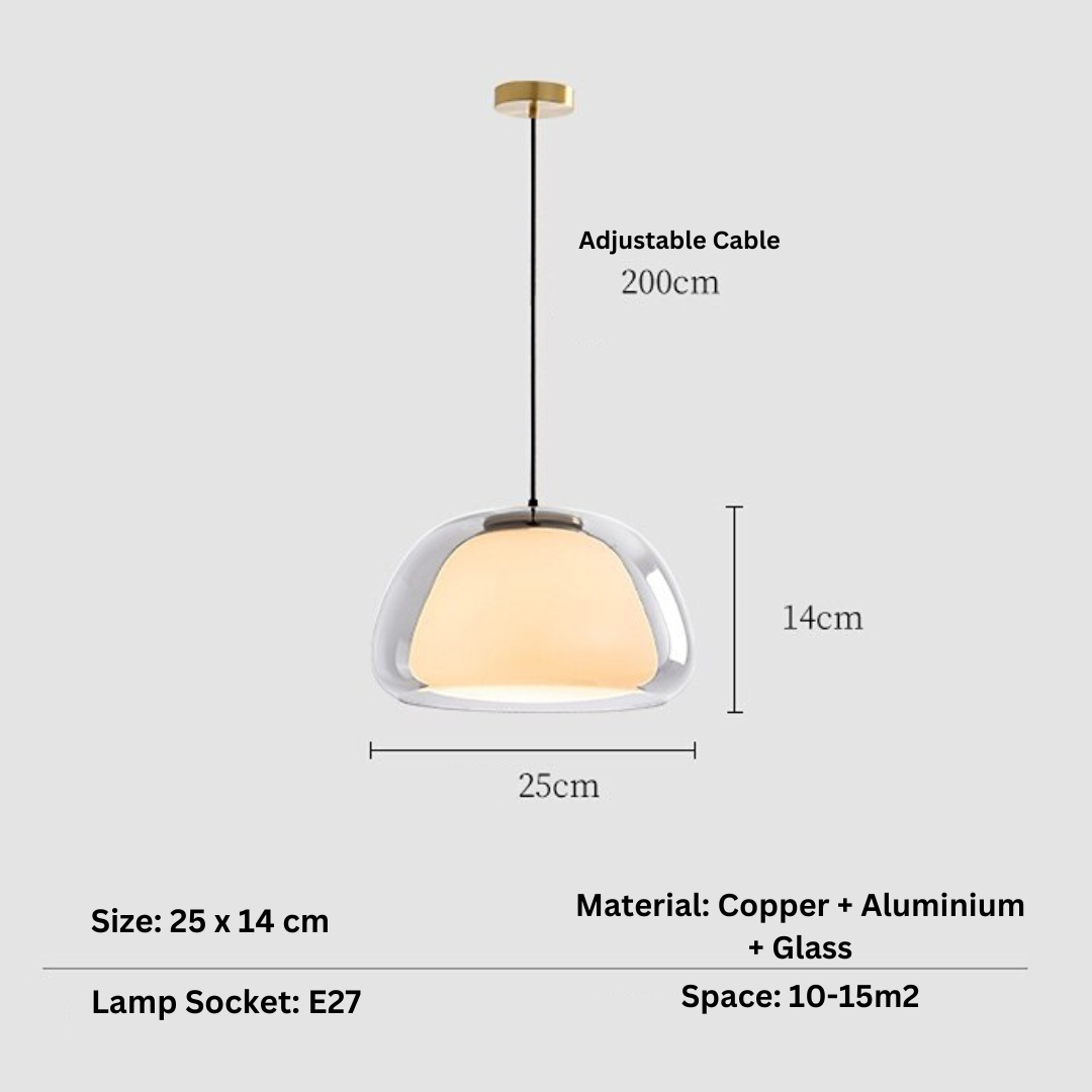Translucent Globe Hanging Light Fixture Glass Dome Ceiling Lamp for Kitchen Island Dining Room Bedroom Modern | Thomler