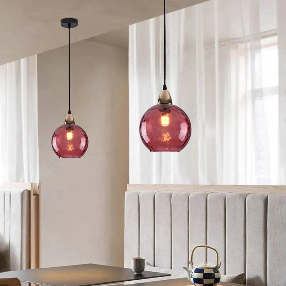 Pendant Light Ripple Glass 7.9 in Sphere Adjustable Dining Room Kitchen Hanging Ceiling Lamp Modern Nordic Minimalist Fixture | Thomler