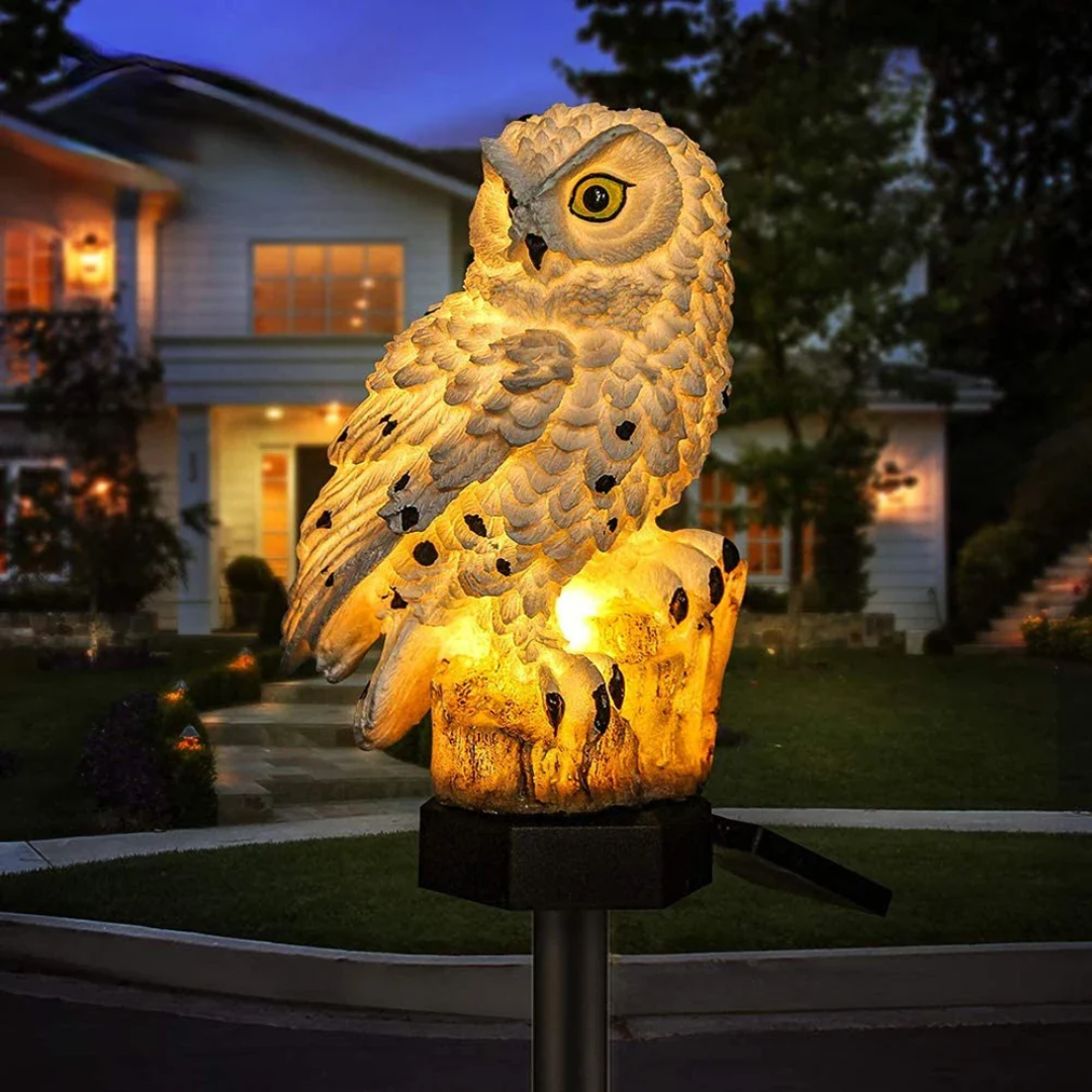 Solar Owl Stake Light for Walkways, Yard & Garden with Automatic Dusk Sensor – Cordless LED Ground Lamp for Outdoor Pathway Lighting | Thomler