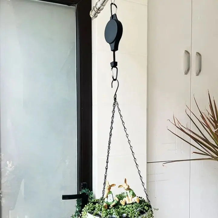 Hanging Plant Pulley System for Indoor & Outdoor Gardens – Adjustable Ceiling Mount Hanger with Steel Cable for Pots & Baskets | Thomler