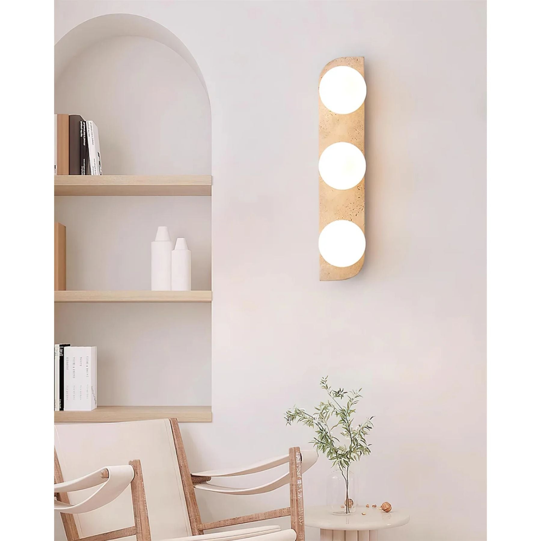 Wall Lamp Travertine Glass G9 Beige Living Room Hallway Bathroom Minimalist Japandi Ambient Lighting | Thomler