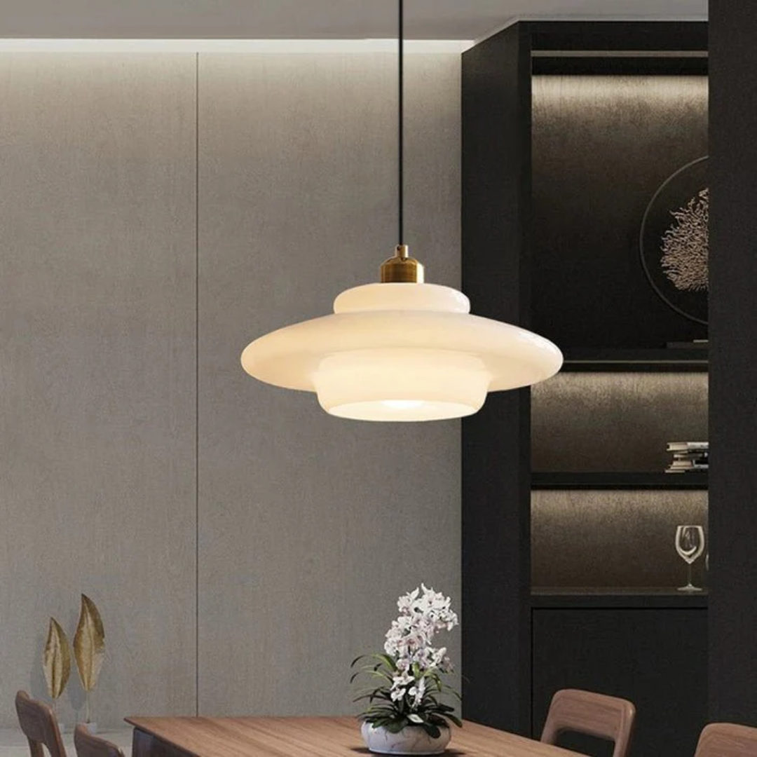 Pendant Light Glass Adjustable 120.0 cm Cream Gold Dining Room Kitchen Island Hanging Ceiling Lamp | Thomler