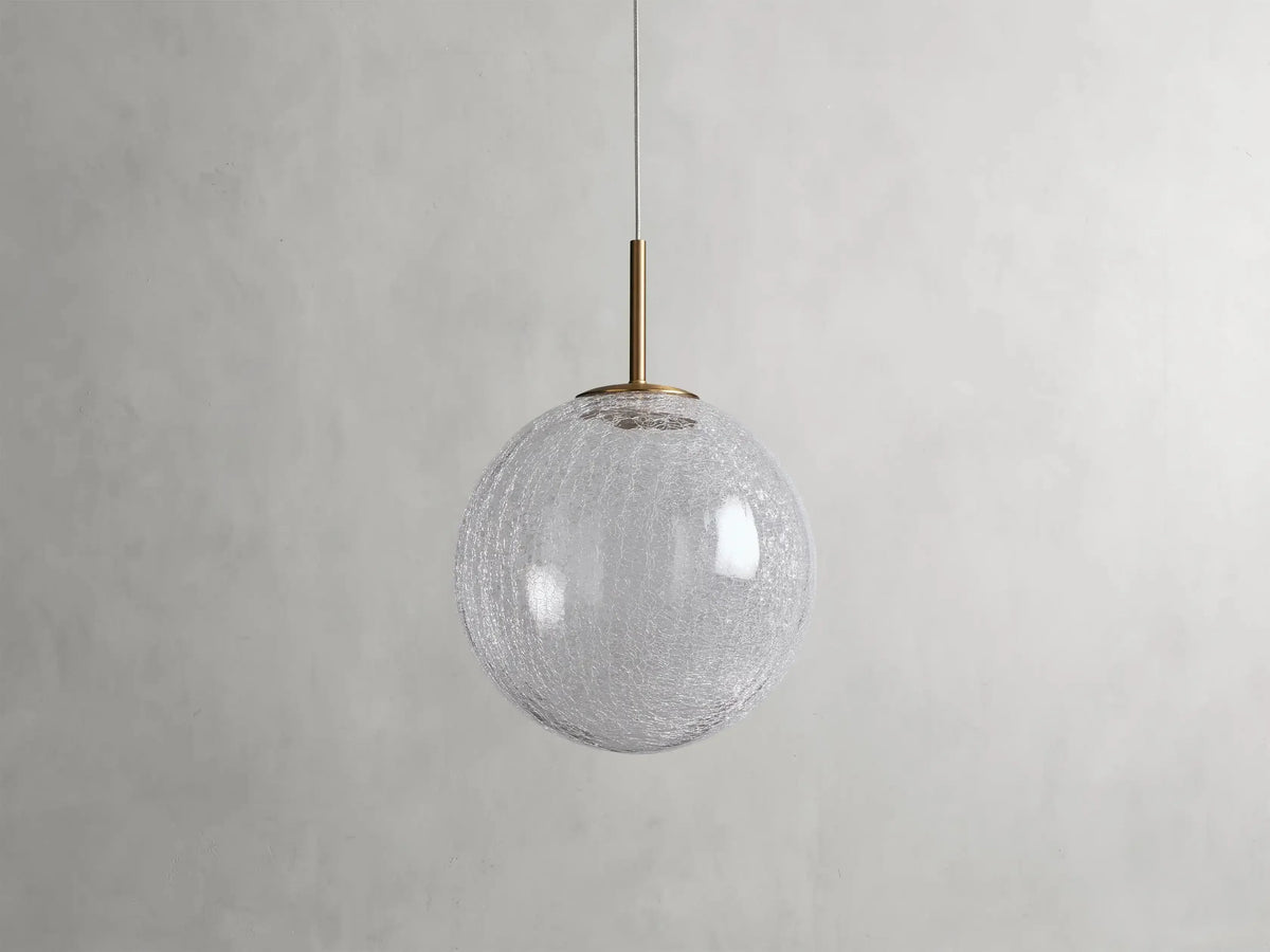 Handblown Glass Globe Pendant Light with Brushed Brass Finish and Integrated LED for Kitchen Island, Dining Room, Entryway, and Bedroom | Thomler
