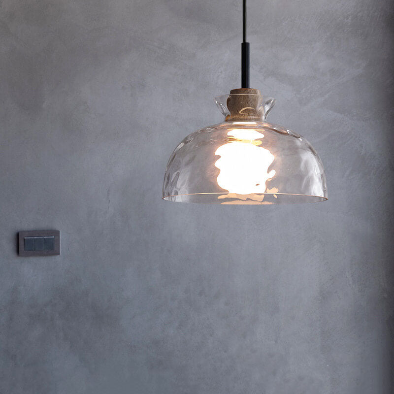Pendant Light Glass Wood E26 27.0 cm Transparent Dining Room Kitchen Island Hanging Ceiling Lamp | Thomler