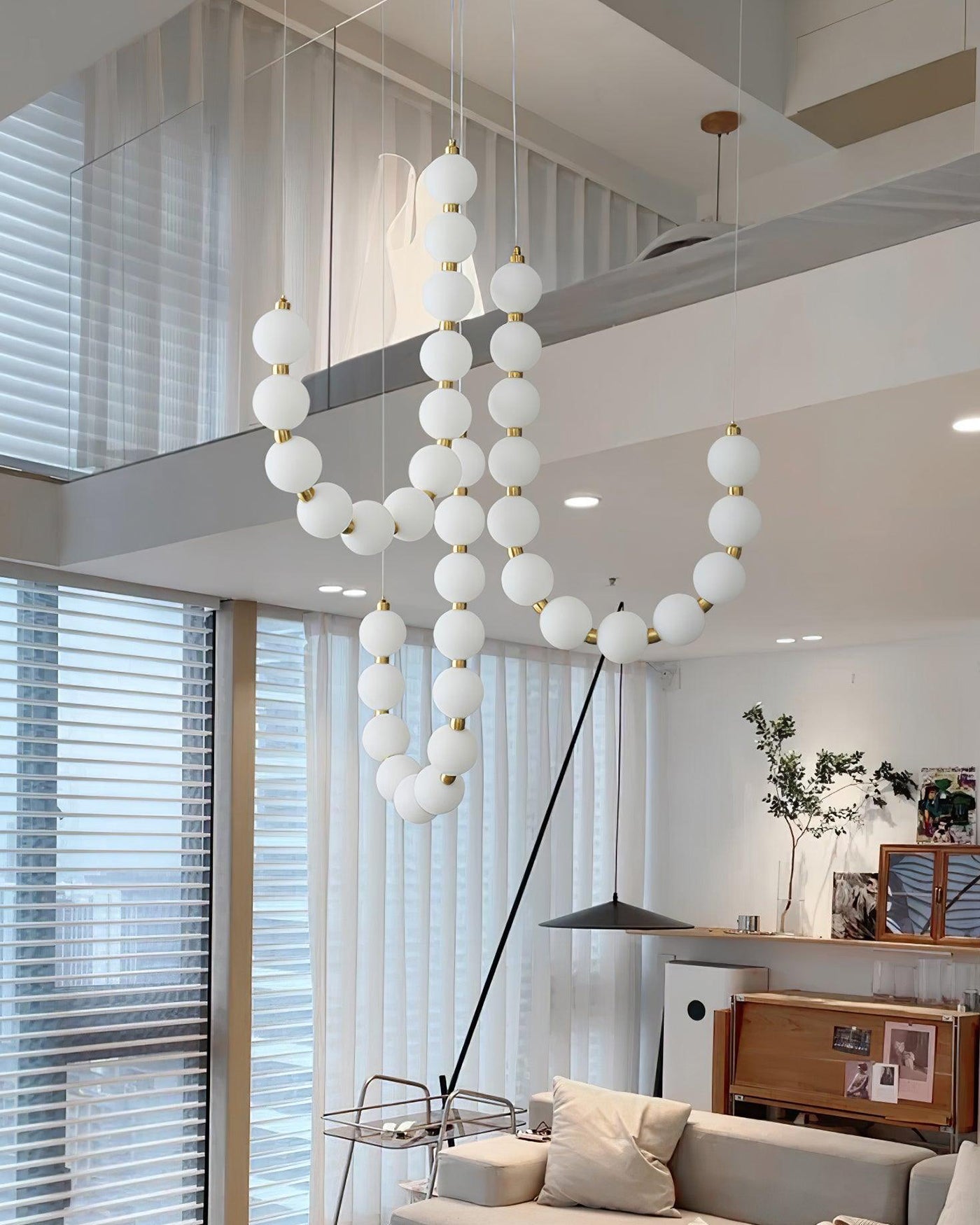 Chandelier Milk Glass String 39 in Modern Dining Room Kitchen Living Room Lighting Fixture | Thomler