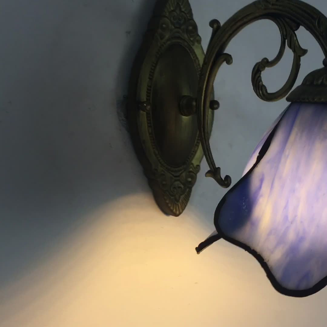 Wall Lamp Iron Resin 9.8 in x 7.9 in Glass Shade Blue Red Pink Clear Bronze Bedside Living Room Bedroom Study LED Incandescent Fluorescent Fixture | Thomler