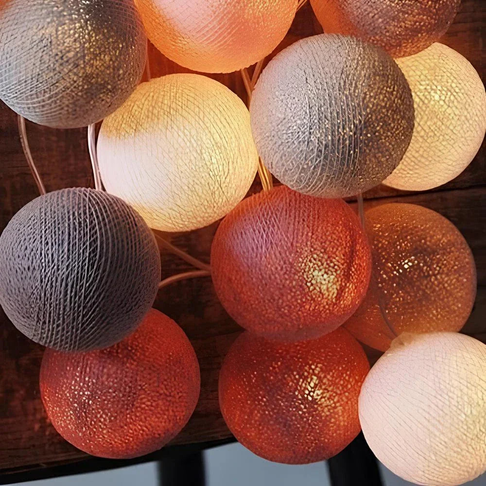Cotton Ball String Lights LED Garland for Bedroom Living Room Nursery Party Decor USB or Battery Powered Ambient Lighting | Thomler