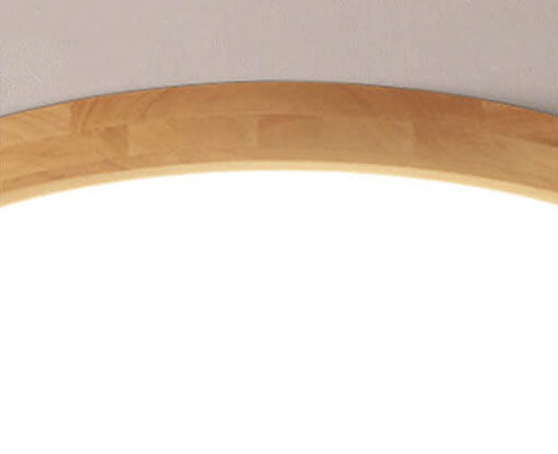Slim Profile Round Wood Ceiling Light Fixture with Integrated LED – Modern Flush Mount in Natural Beige Finish for Bedroom, Living Room & | Thomler