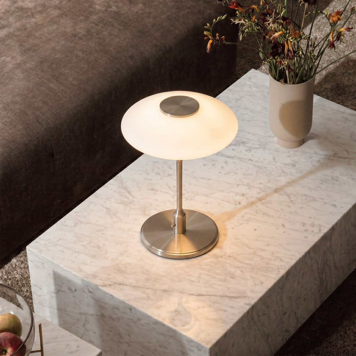 Modern Sculptural Table Lamp with Minimalist Metal & Glass Design for Nightstand, Desk & Side Table | Contemporary Nordic-Inspired Accent | Thomler