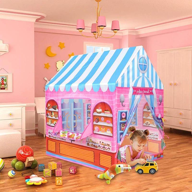 Kids Play Tent Cake Shop Playhouse Pop-Up Fort Indoor Outdoor Pretend Play Space for Toddlers Boys Girls Imaginative Role Play Hideaway | Thomler
