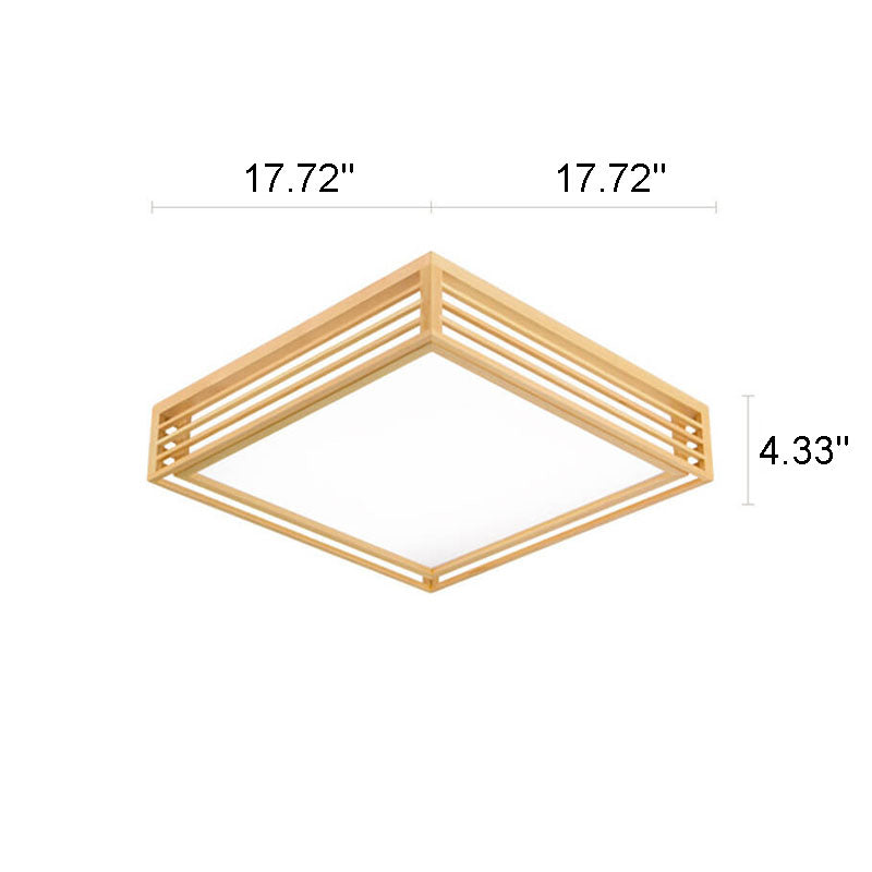 Flush Mount Ceiling Light Wood Acrylic 13.8 in LED Beige White Modern Bedroom Living Room Dining Room Lighting | Thomler