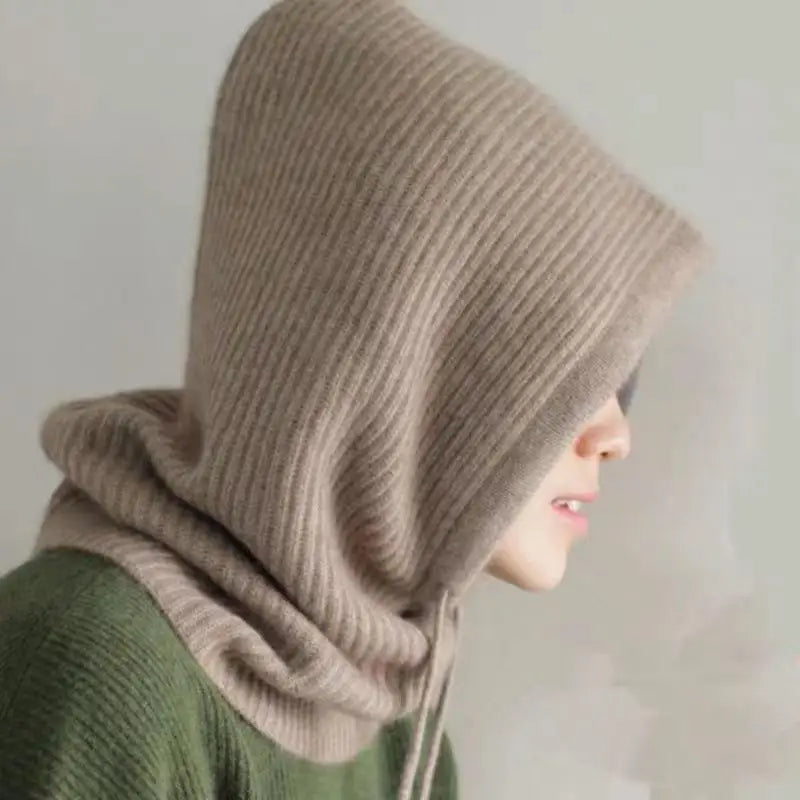 Cashmere Hood Scarf with Adjustable Drawstring for Cold Weather Protection | Thomler
