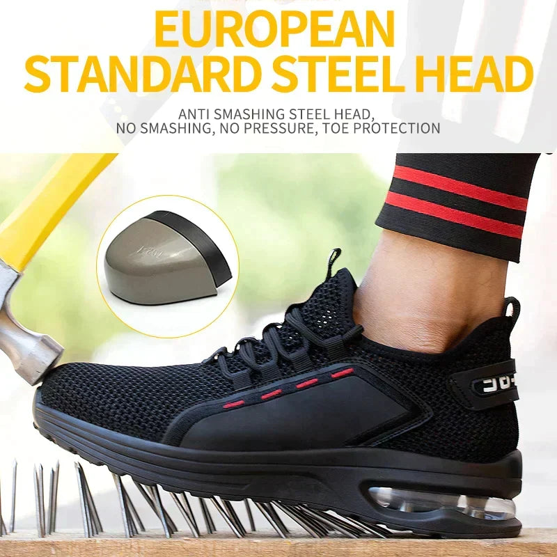 Steel Toe Work Shoes for Men & Women – Breathable Mesh Safety Sneakers with Slip-Resistant Sole & Puncture-Proof Protection for | Thomler