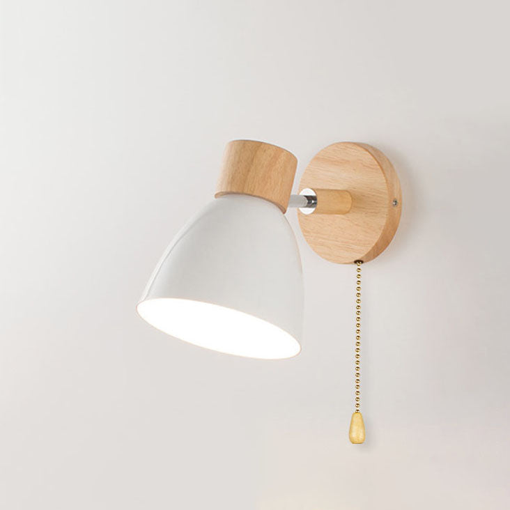 Wall Lamp Iron Wood 5.9 in Modern Bedroom Bedside Lighting Fixture E26 Hardwired Living Room Study Light | Thomler