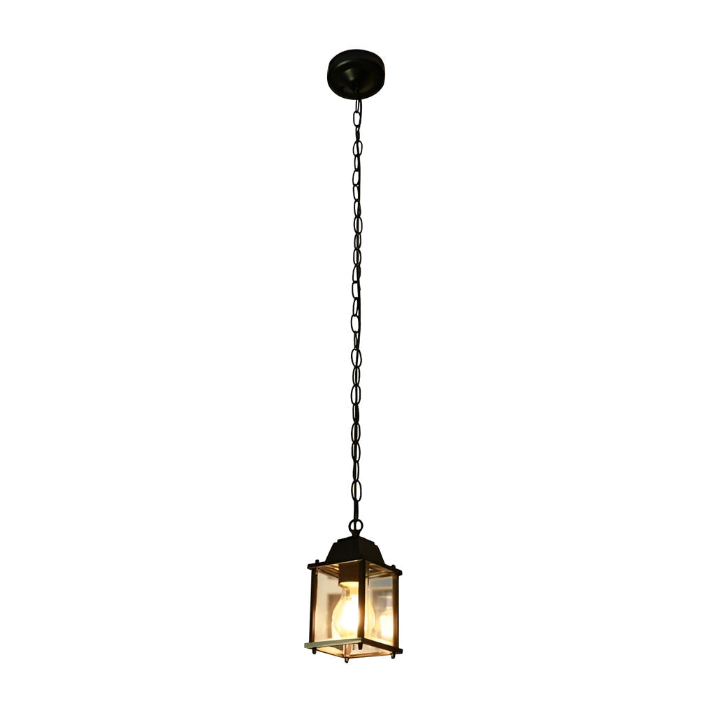 Contemporary Square Glass Hanging Lantern for Porch & Patio – Weather-Resistant Aluminum Fixture | Thomler