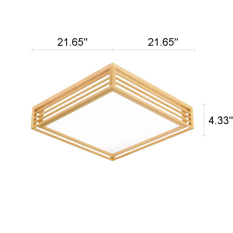 Flush Mount Ceiling Light Wood Acrylic 13.8 in LED Beige White Modern Bedroom Living Room Dining Room Lighting | Thomler