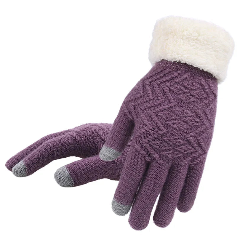 Touchscreen Winter Gloves with Fleece Lining – Windproof Knit Design for Cold Weather | Thomler