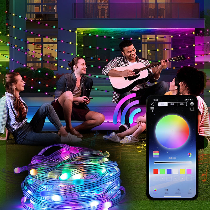 Color-Changing LED String Lights with Remote Control & Music Sync Mode for Indoor & Outdoor Use | Thomler