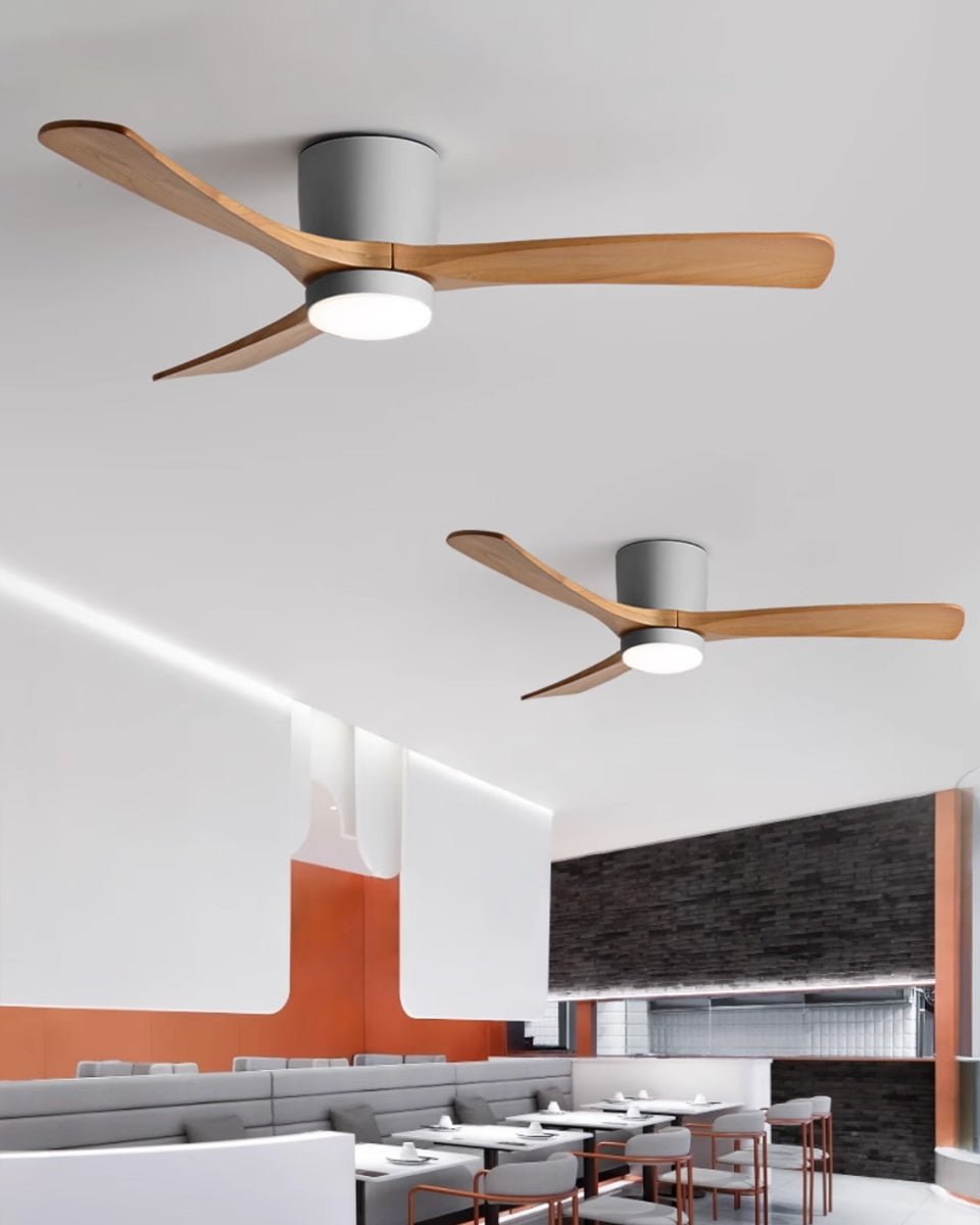 Ceiling Fan Wood Blades LED Light Remote Control Bedroom Living Room Quiet Scandinavian Air Circulator | Thomler