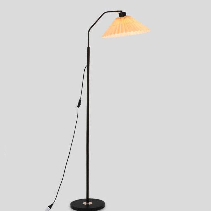 Floor Lamp Fabric Pleated Shade 149.0 cm Black Living Room Bedroom Dimmable Scandinavian Reading Standing Light | Thomler