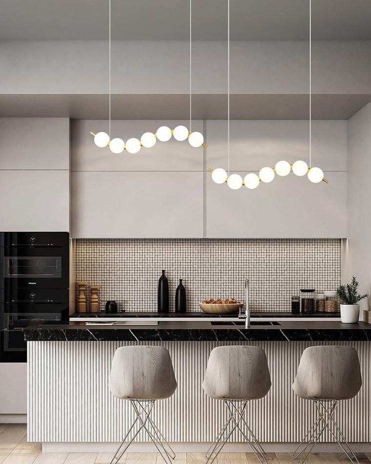 Chandelier Milk Glass String 39 in Modern Dining Room Kitchen Living Room Lighting Fixture | Thomler