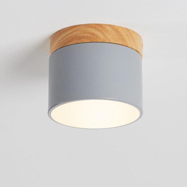 Flush Mount Ceiling Light Iron Solid Wood PVC 3.94 in Modern Hallway Living Room Bedroom 7W 700lm LED Adjustable Color Temperature White Black Pink Blue Green Gray Gold | Thomler