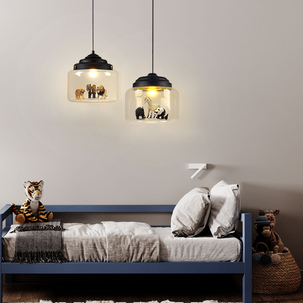 Pendant Light Glass 8.7 in Children’s Room Decorative Ceiling Lamp Whimsical Animal Theme Playful Lighting | Thomler