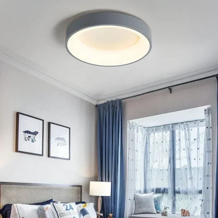 Round LED Flush Mount Ceiling Light | Modern Minimalist Design in White or Gray | 12 to 24 Inch Diameter | Energy-Efficient for Bedroom | Thomler