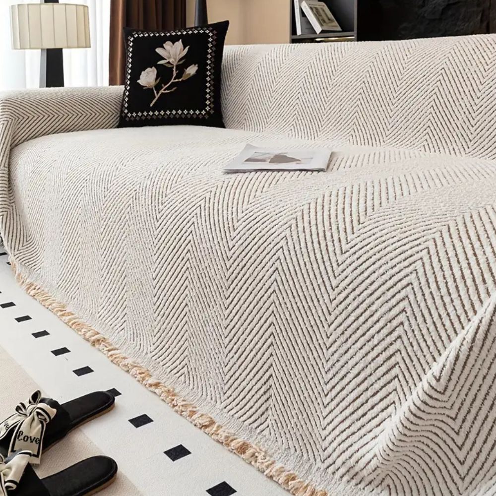 Herringbone Throw Blanket for Couch – Water-Resistant Microfiber Sofa Cover, Machine Washable, Non-Slip Furniture Protector for Living | Thomler