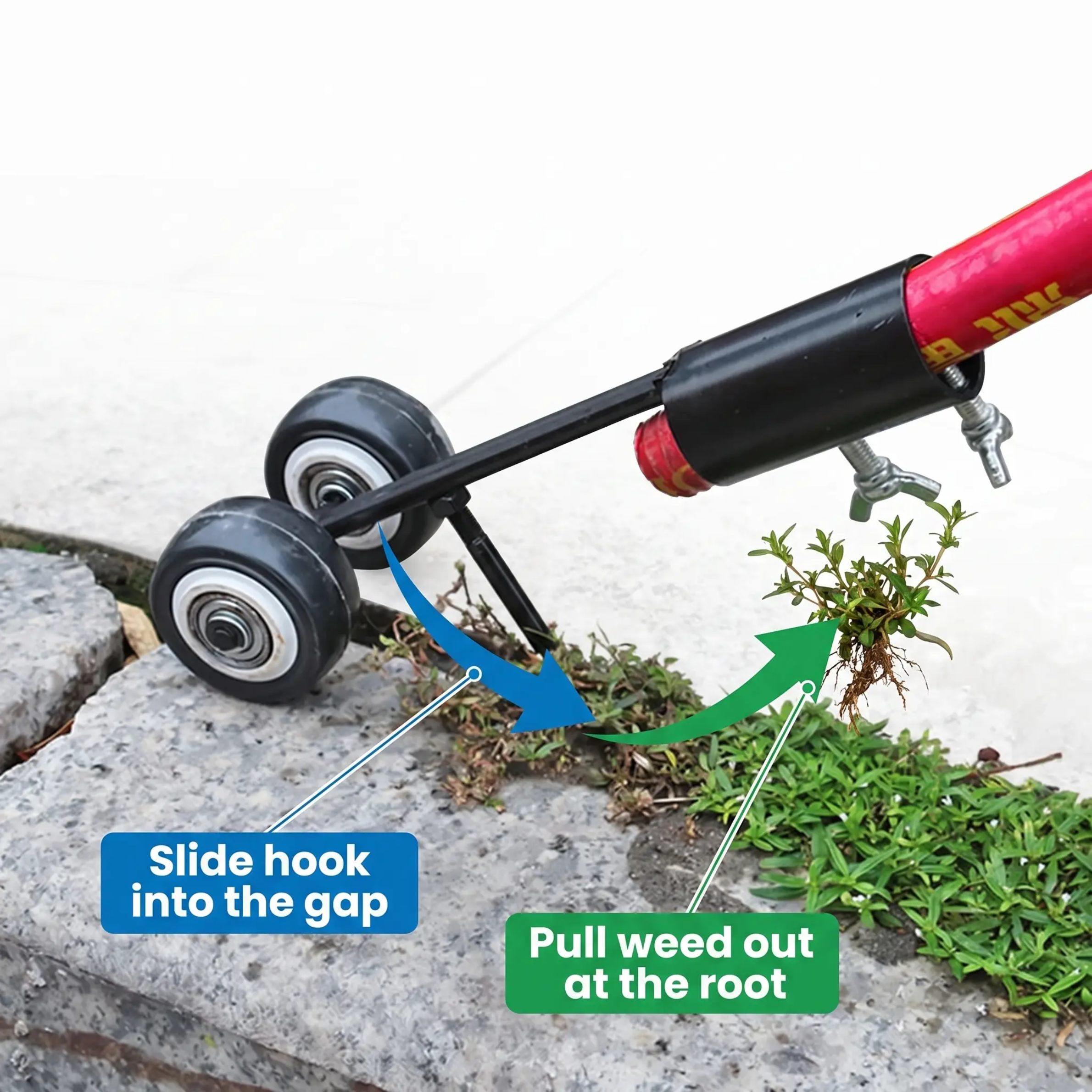 Dual-Hook Manual Weeding Tool for Pavement Cracks, Patio Joints & Driveways – Root Extraction Hand Weeder for Sidewalks, Patios & Garden Pat | Thomler