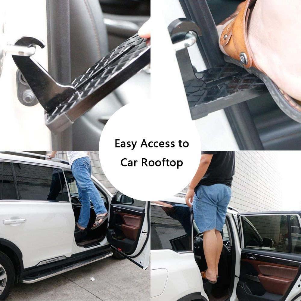 Rooftop Access Step with Emergency Glass Breaker for SUVs, Trucks & Jeeps – Foldable Aluminum Car Door Latch Hook Footstep with Protective | Thomler