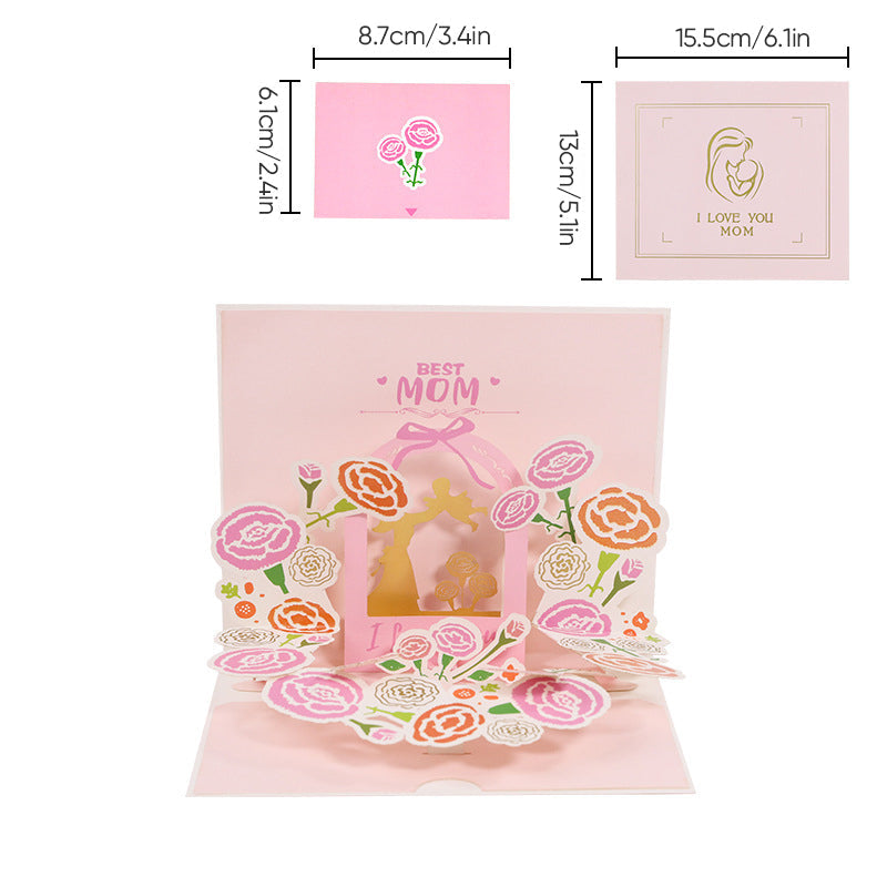 Popup Flower Greeting Card with 3D Laser-Cut Design for Mom, Grandma & Special Occasions | Thomler
