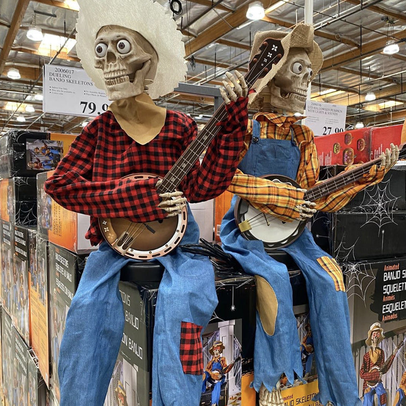 Motion-Activated Musical Skeletons Playing Banjos for Halloween Party Decor | Thomler