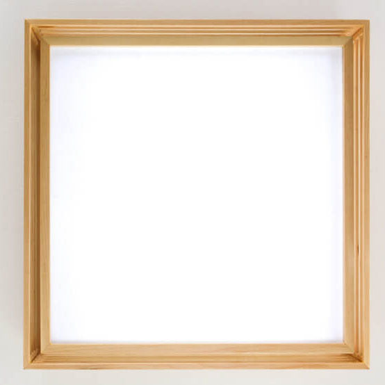 Flush Mount Ceiling Light Wood Acrylic 13.8 in LED Beige White Modern Bedroom Living Room Dining Room Lighting | Thomler