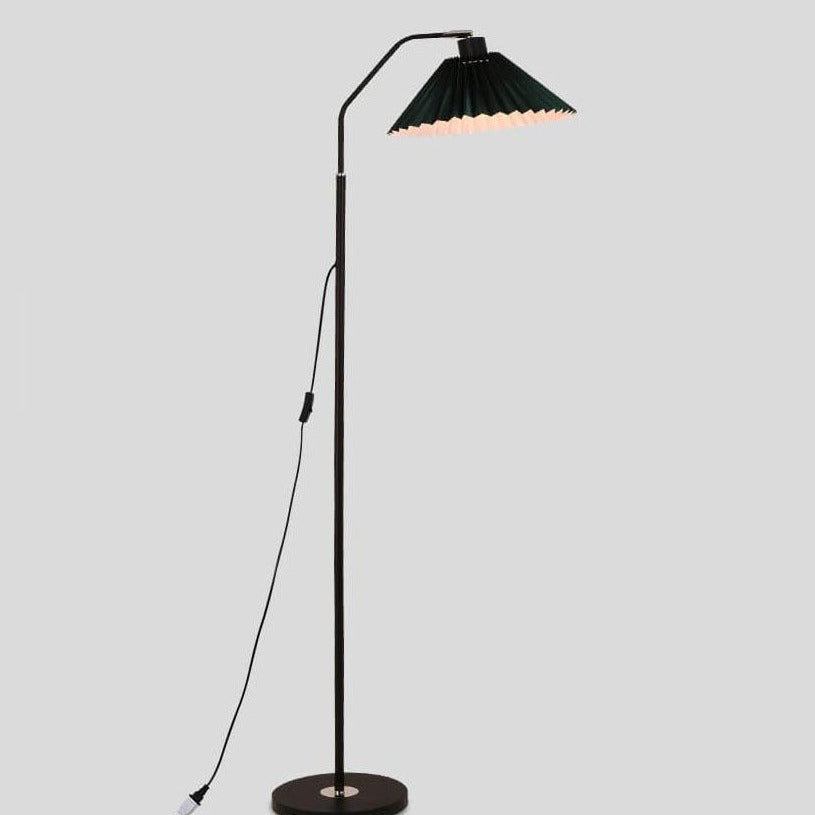 Floor Lamp Fabric Pleated Shade 149.0 cm Black Living Room Bedroom Dimmable Scandinavian Reading Standing Light | Thomler