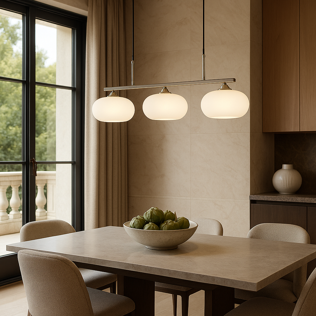 Pendant Light Glass Metal 18.0 cm 3-Head Adjustable Kitchen Island Dining Room Ceiling Lamp | Thomler