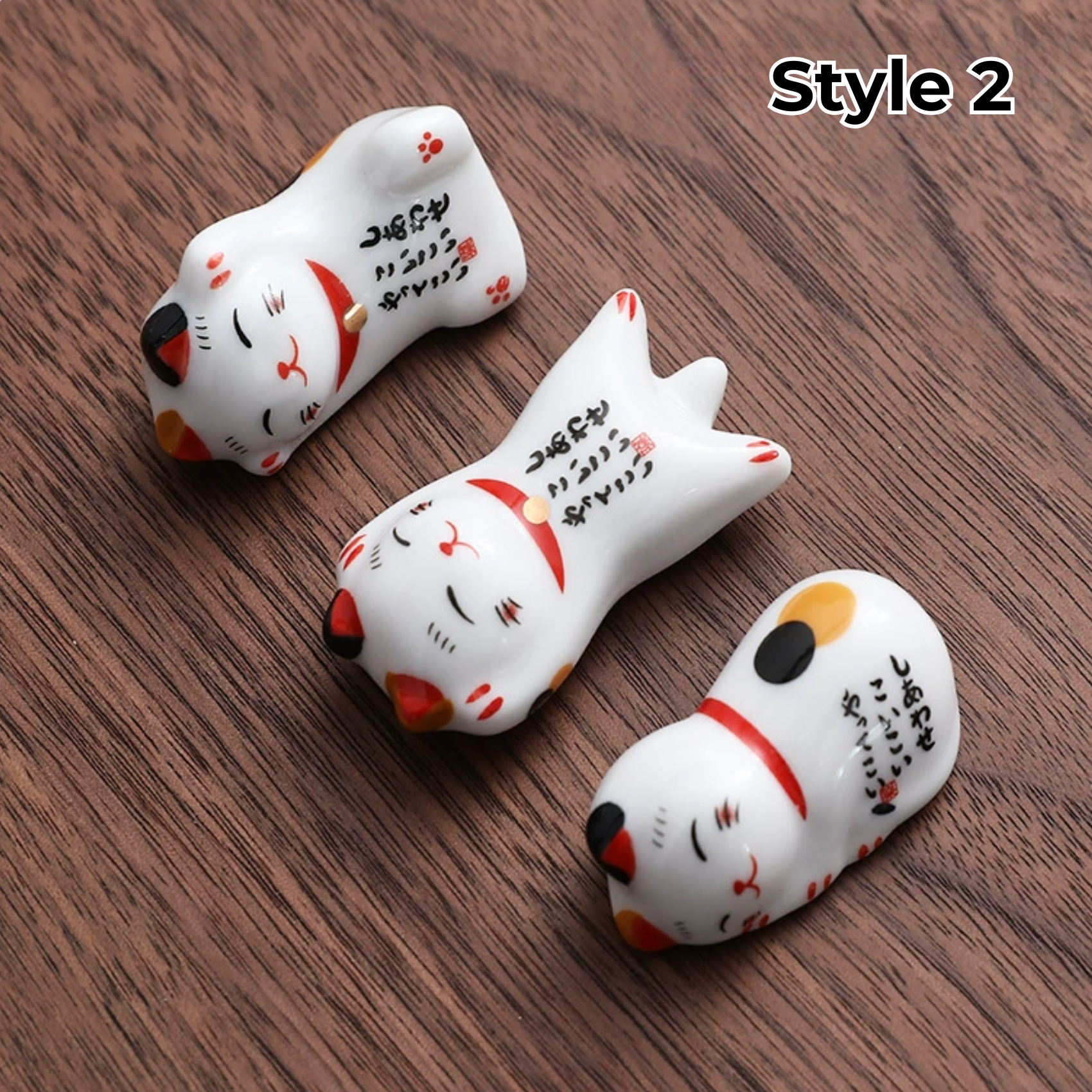 Porcelain Utensil Holders with Animal and Fruit Designs for Asian Dining – Set of 3 Decorative Tabletop Rests | Thomler